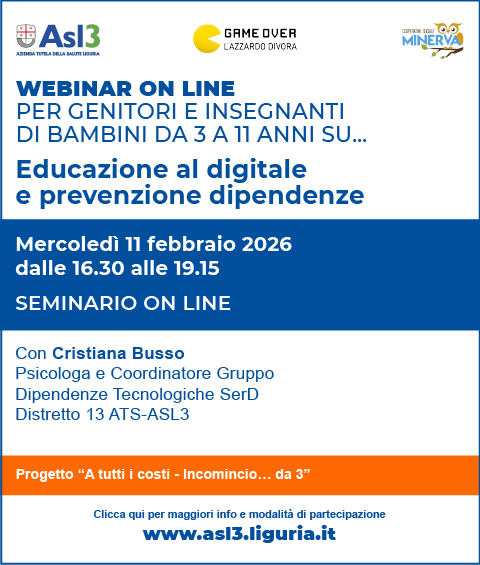 Educazione al digitale e prevenzione delle dipendenze: al via l’edizione 2026 del webinar “A tutti i costi - Incomincio… da 3”