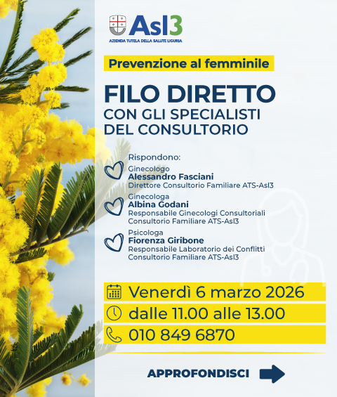 Per la giornata della donna: venerdì 6 marzo filo diretto telefonico con il Consultorio
