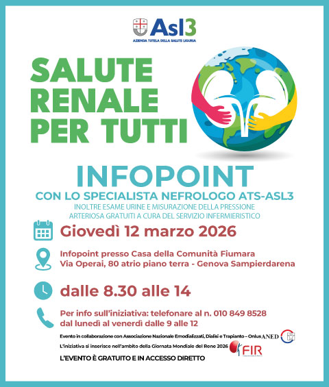 Per la giornata mondiale del rene INFOPOINT in accesso diretto e gratuito alla Fiumara
