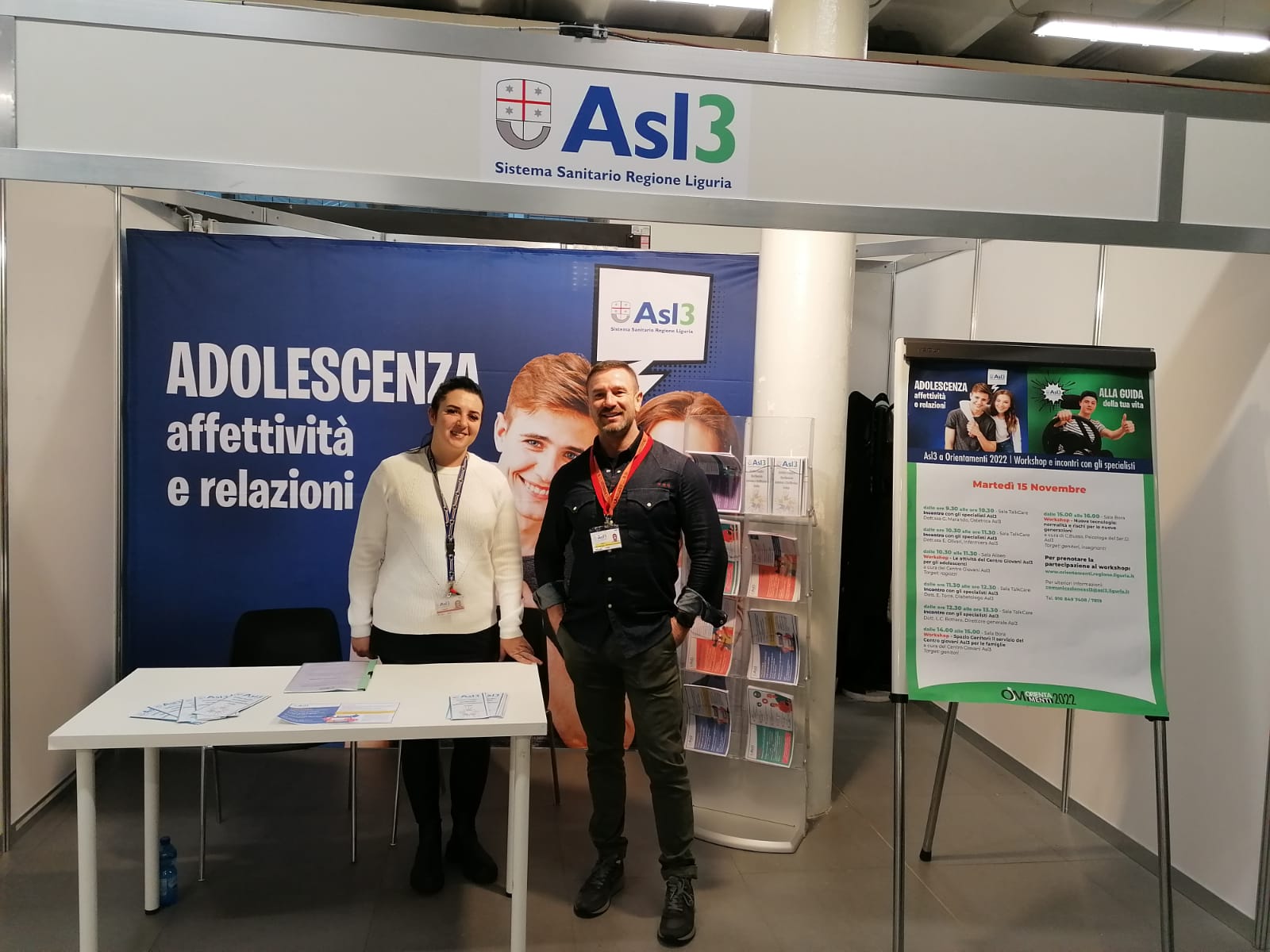 In allegato foto degli operatori dell’Inclusione e riabilitazione sociale che hanno aperto la mattinata di Asl3 a Orientamenti presso lo stand al modulo 8 – piano terra